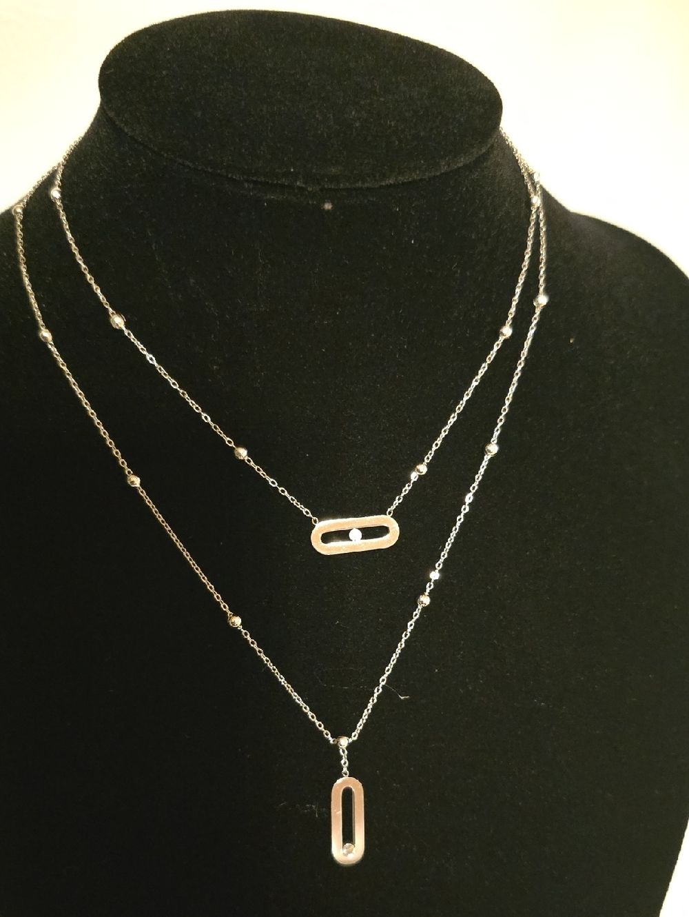 Minimalist Double-Layer Silver Bar Pendant Necklace - Women's Jewelry